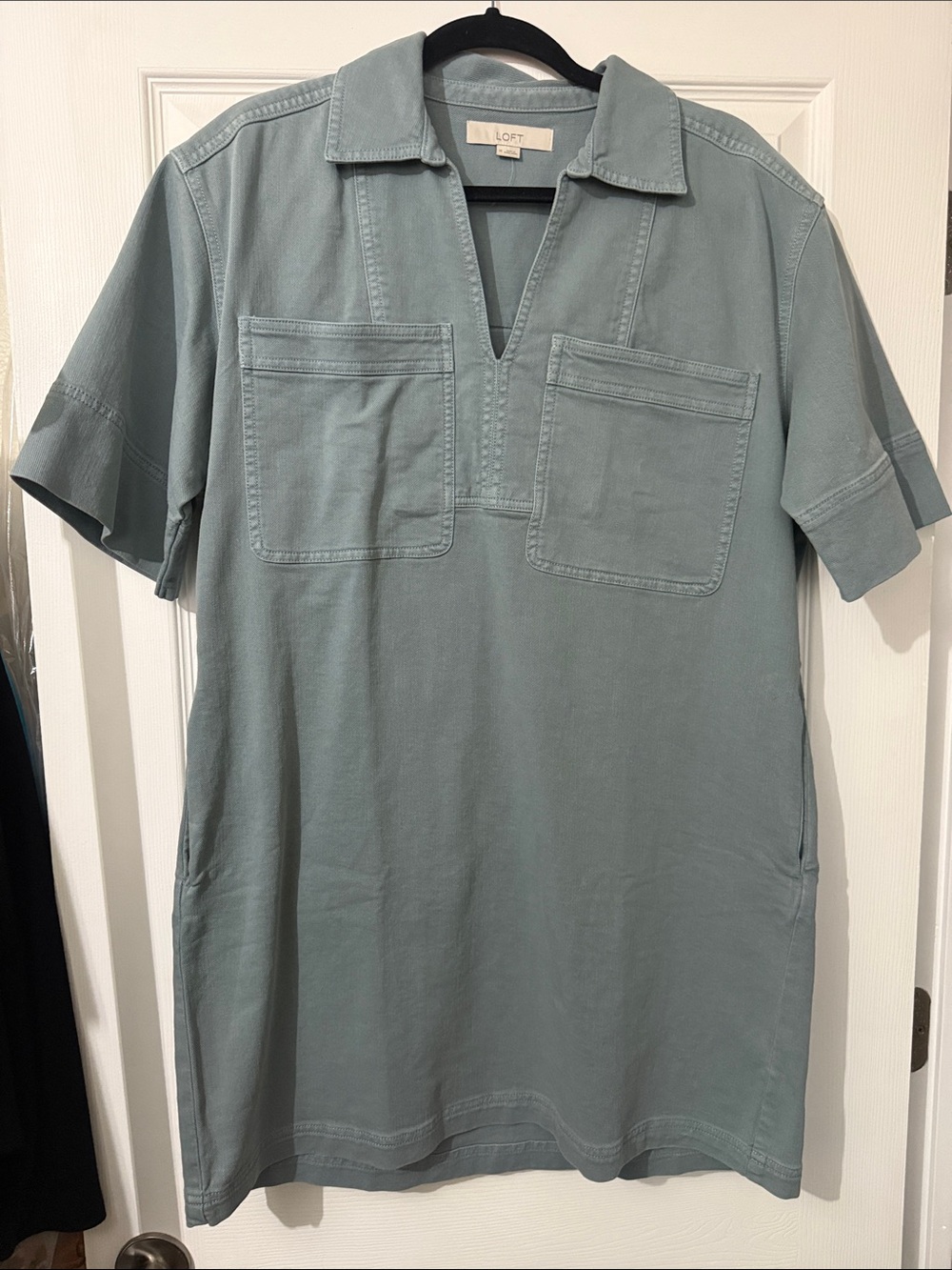LOFT Dusty Teal Denim Dress